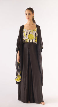 Green Organza Sequins Cape Set