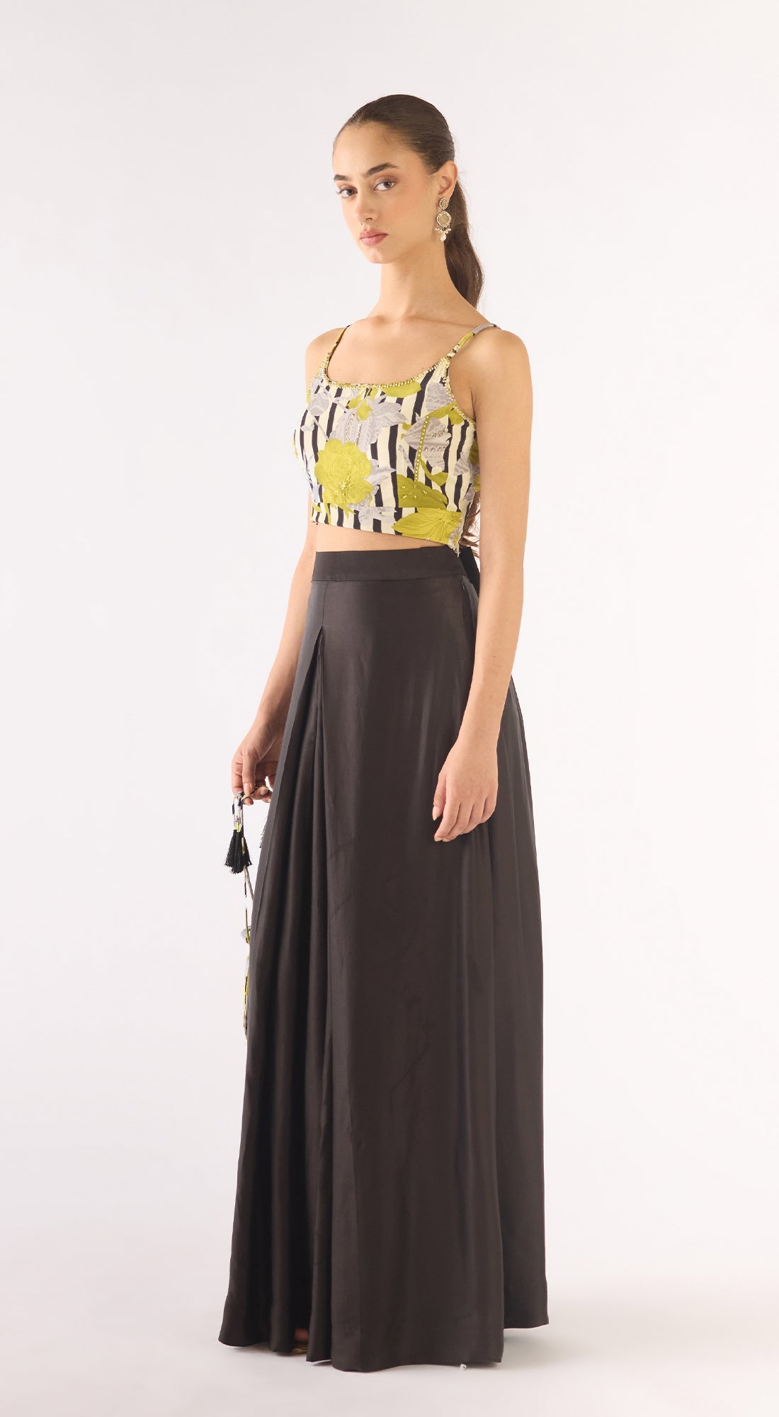 Green Organza Sequins Cape Set