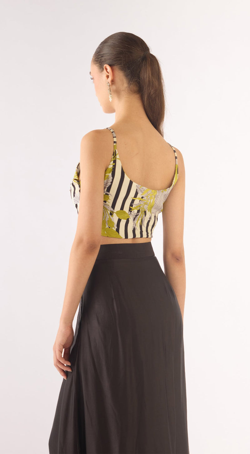 Green Organza Sequins Cape Set