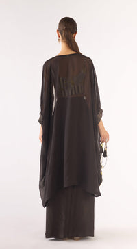 Green Organza Sequins Cape Set