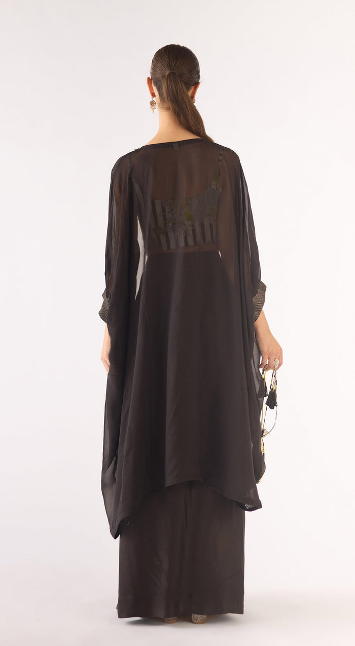 Green Organza Sequins Cape Set