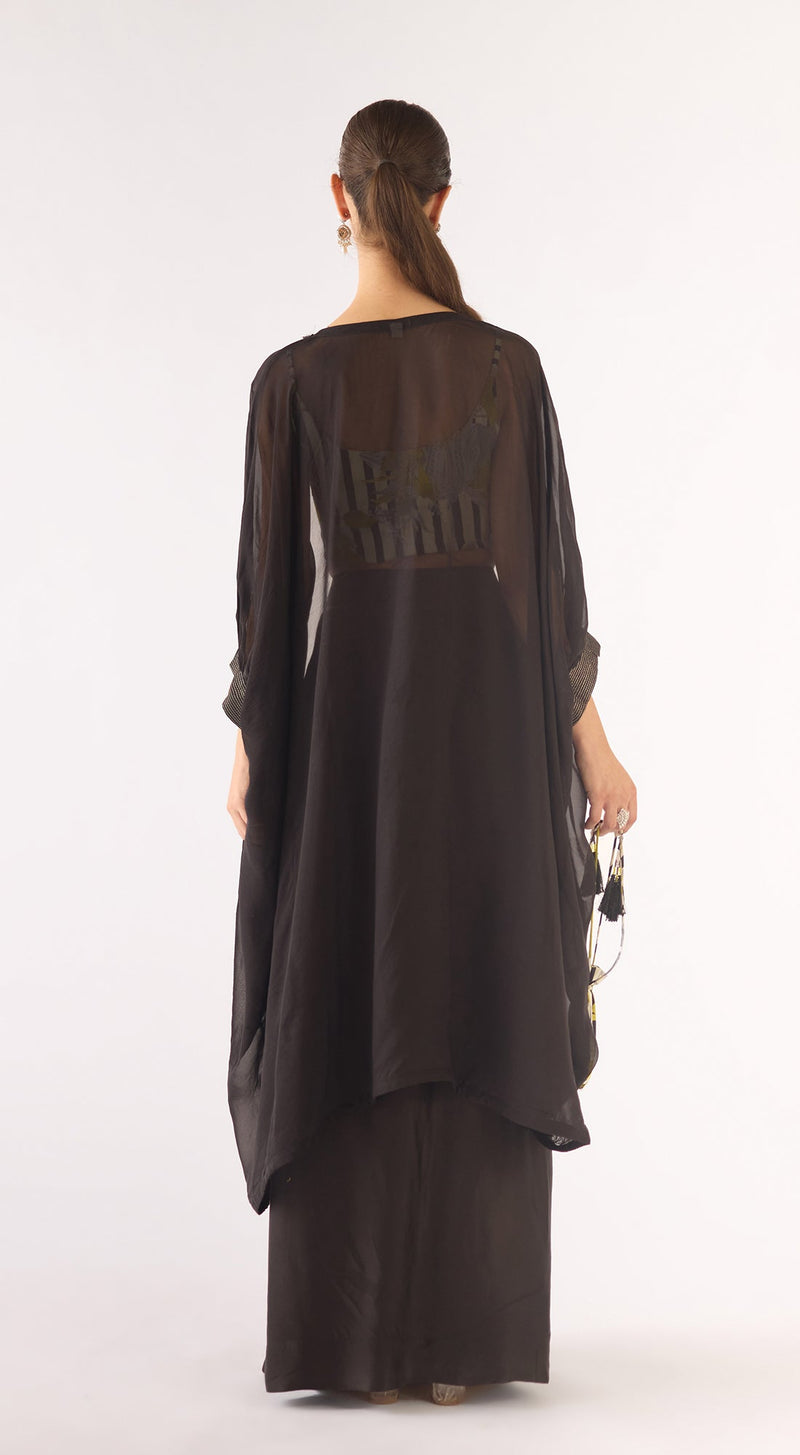 Green Organza Sequins Cape Set