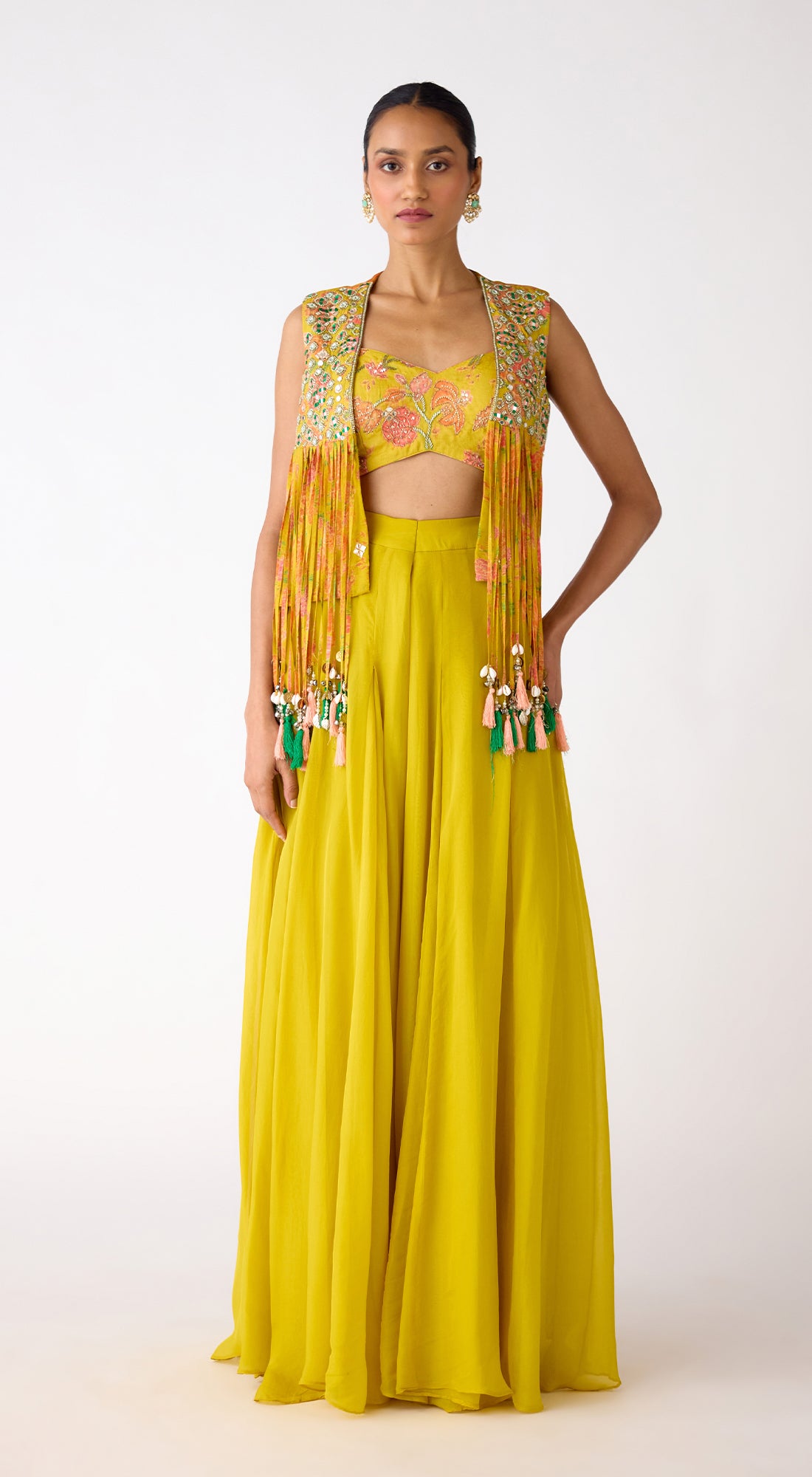 The Amber Radiance Jacket & Sharara Set