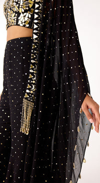 Black Mukaish Georgette Cape Set