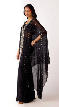 Black Mukaish Georgette Sharara Set