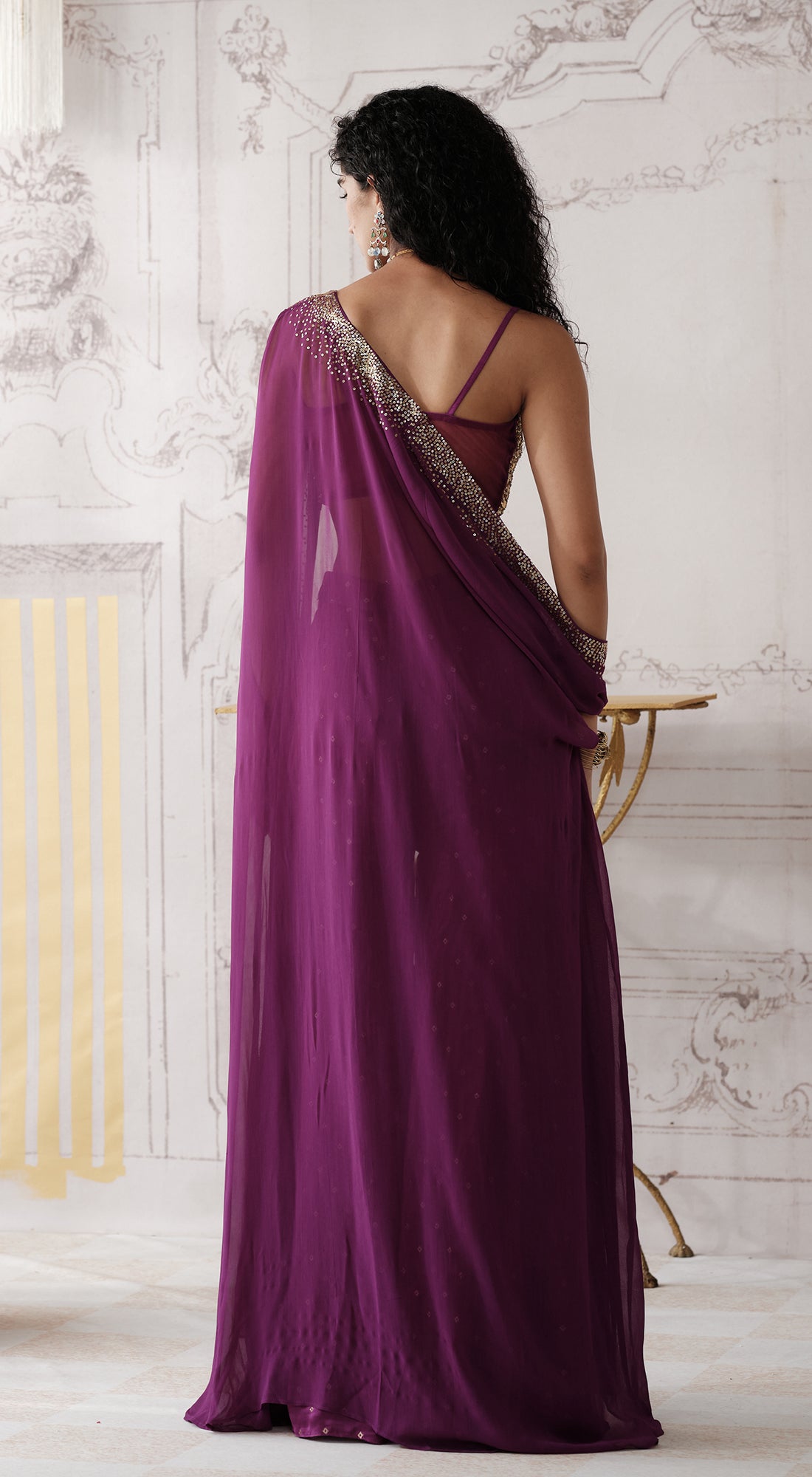 Purple designer sharara set with Swarovski and sequin work - Basanti kapde aur koffee