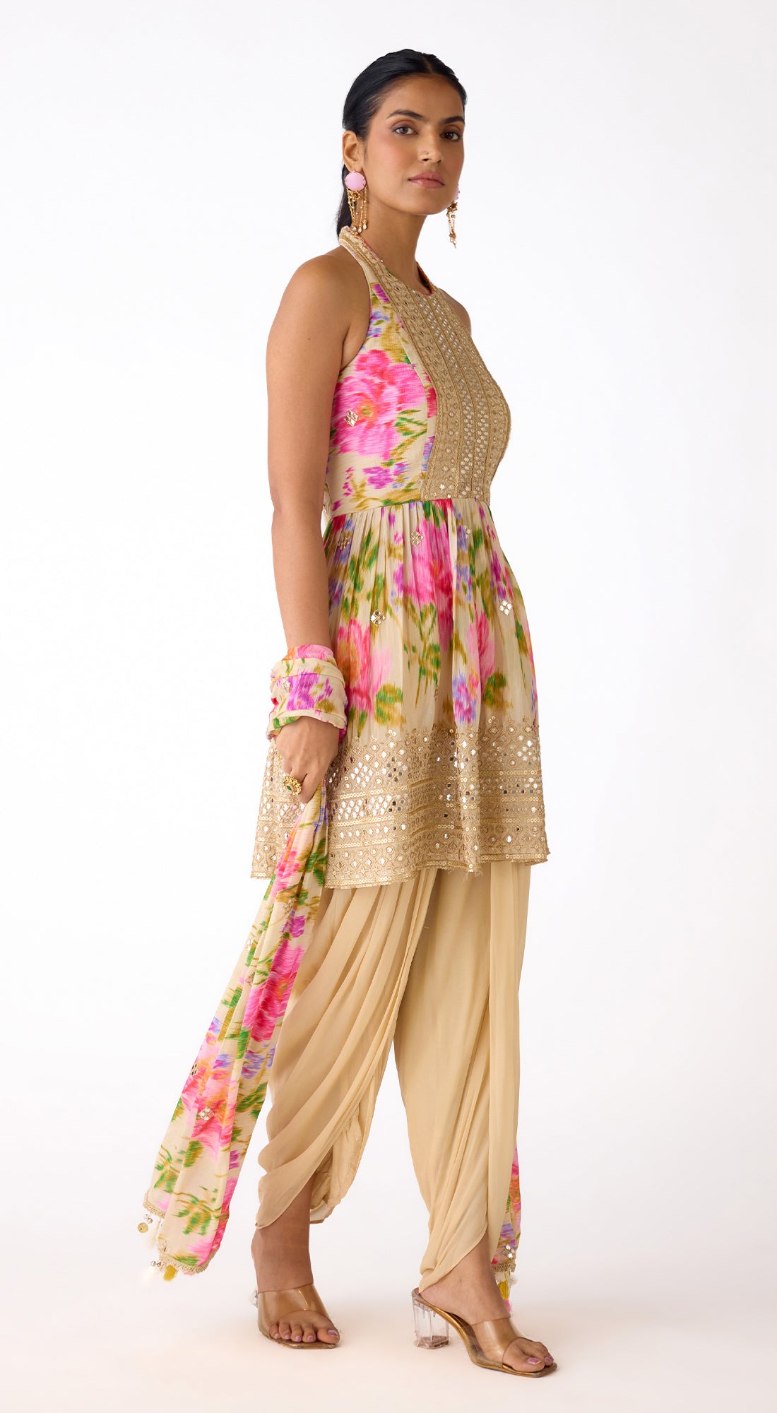The Aurora Bloom Dhoti Set