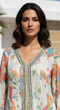 Ivory Georgette Embroidered Peplum Dhoti Set