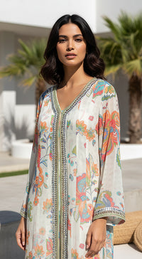 Ivory Georgette Embroidered Peplum Dhoti Set