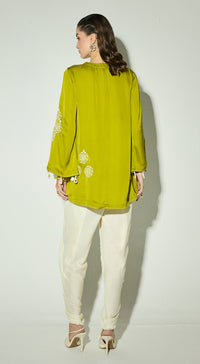 Green Satin Embroidered Co-ord Set