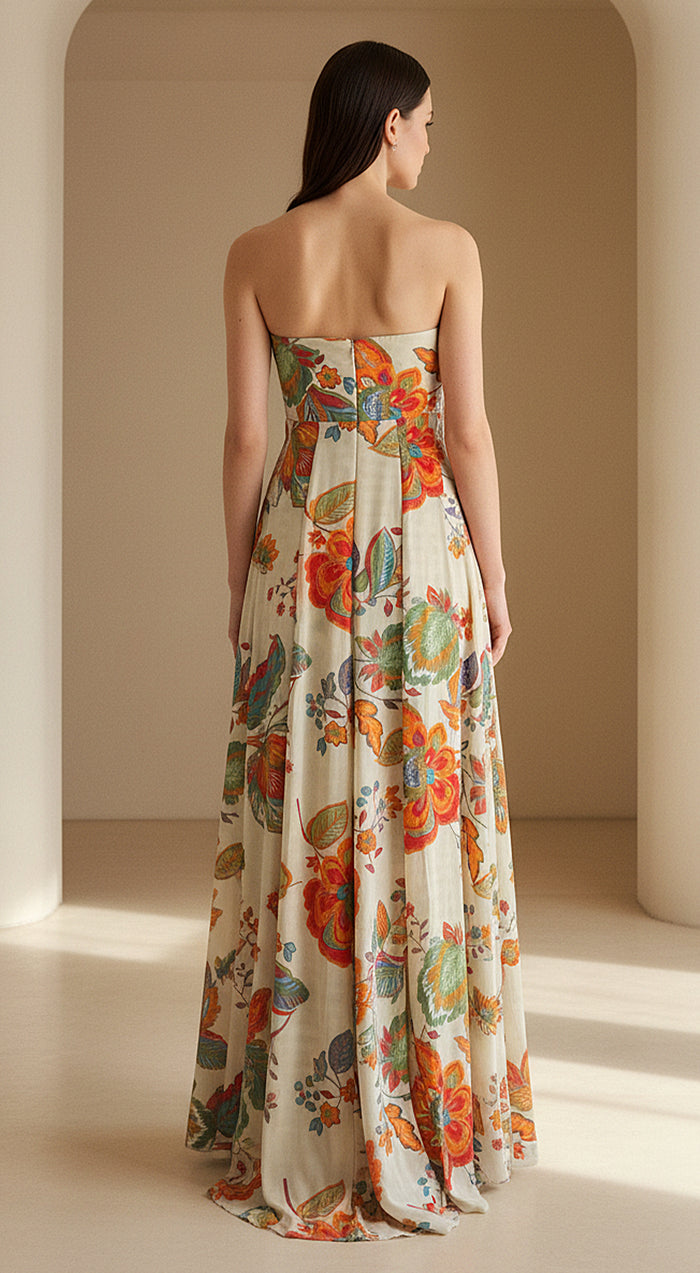 Ivory Crepe Garden Embroidered Jumpsuit