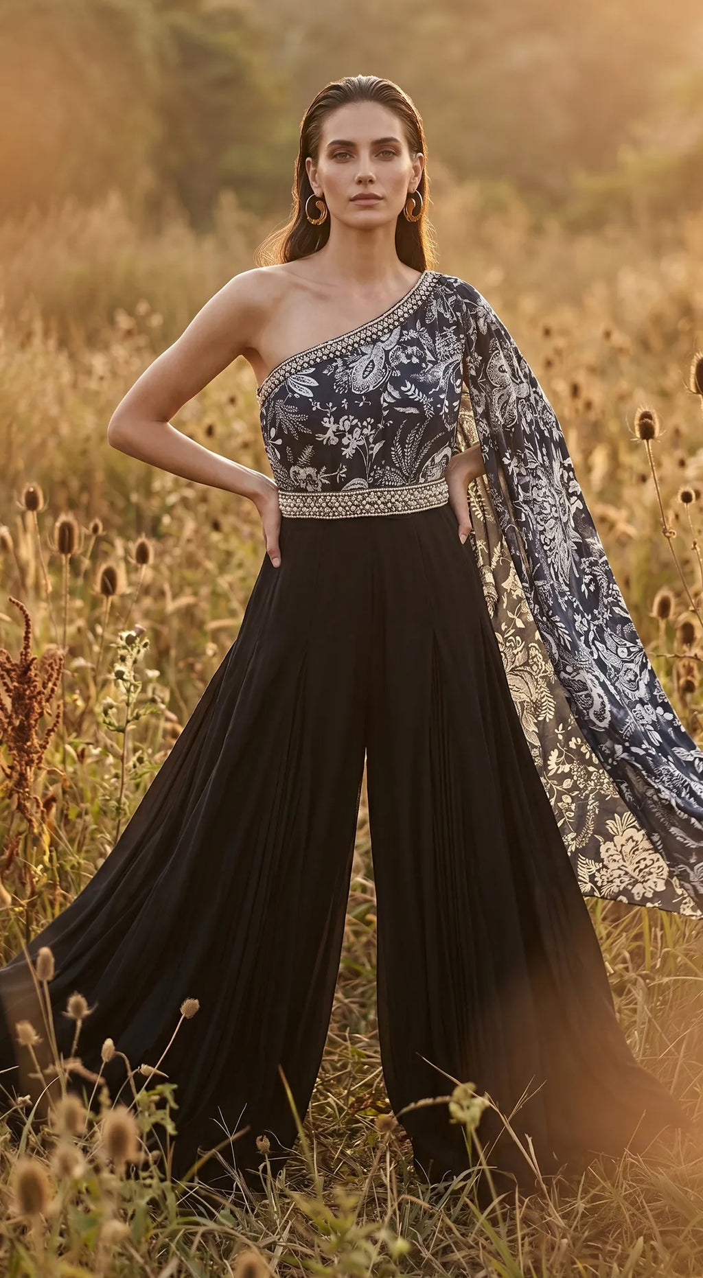 MIDNIGHT FLEUR EMBROIDERED JUMPSUIT – Basanti Kapde aur Koffee