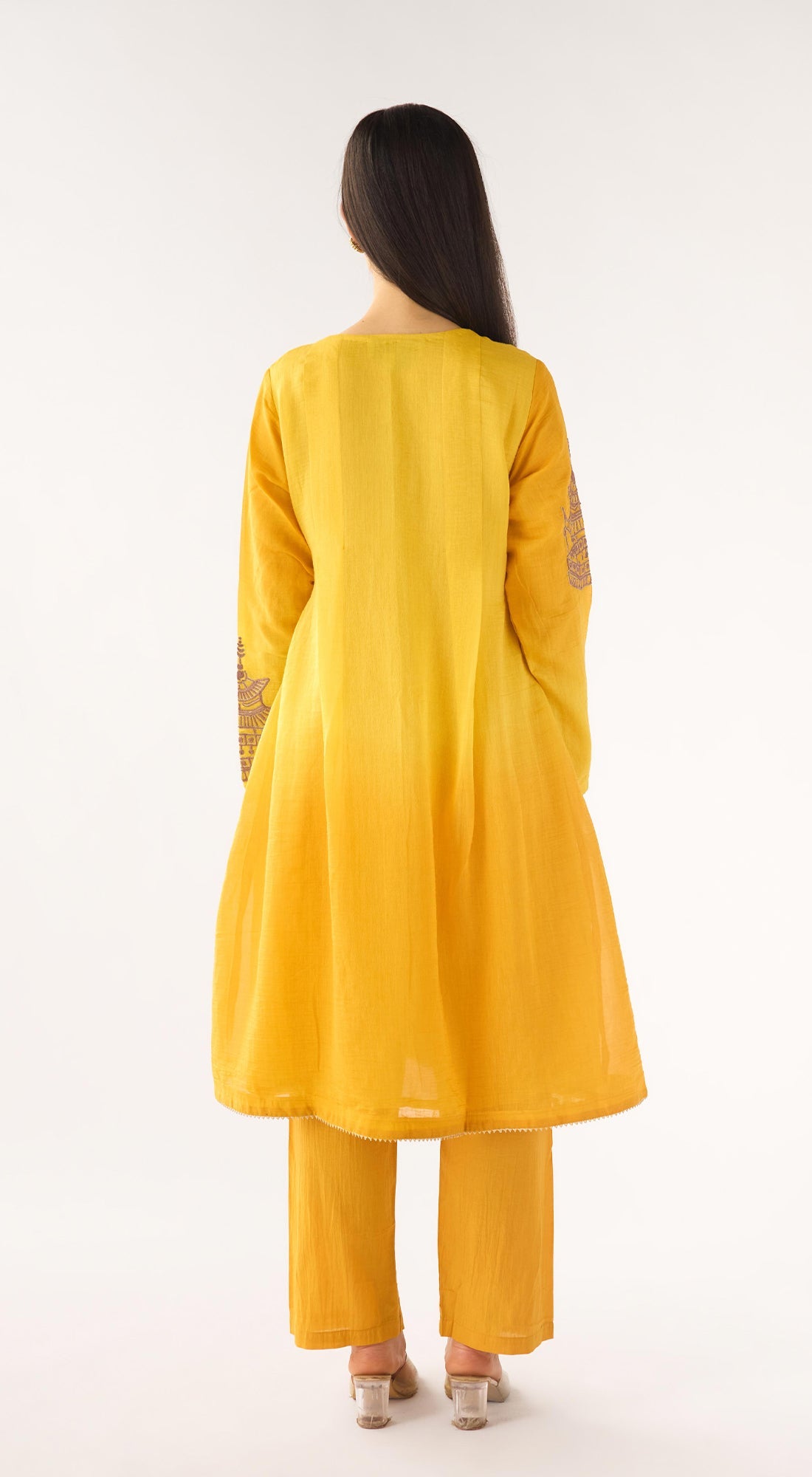 Yellow Chanderi Embroidered Suit Set