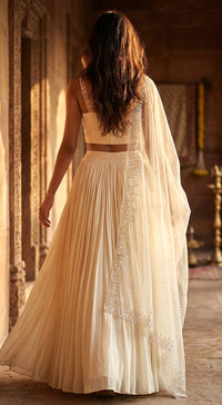 Ivory Georgette Embroidered Lehenga Set