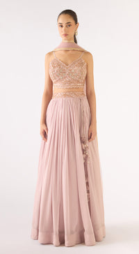 Lilac Georgette Embroidered Lehenga Set