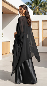 Black Satin Embroidered Lehenga Set