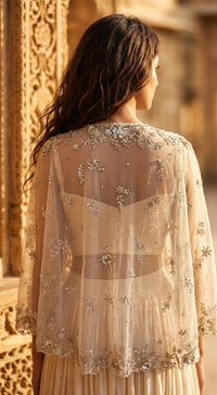 Peach Embroidered Lehenga Set with jacket