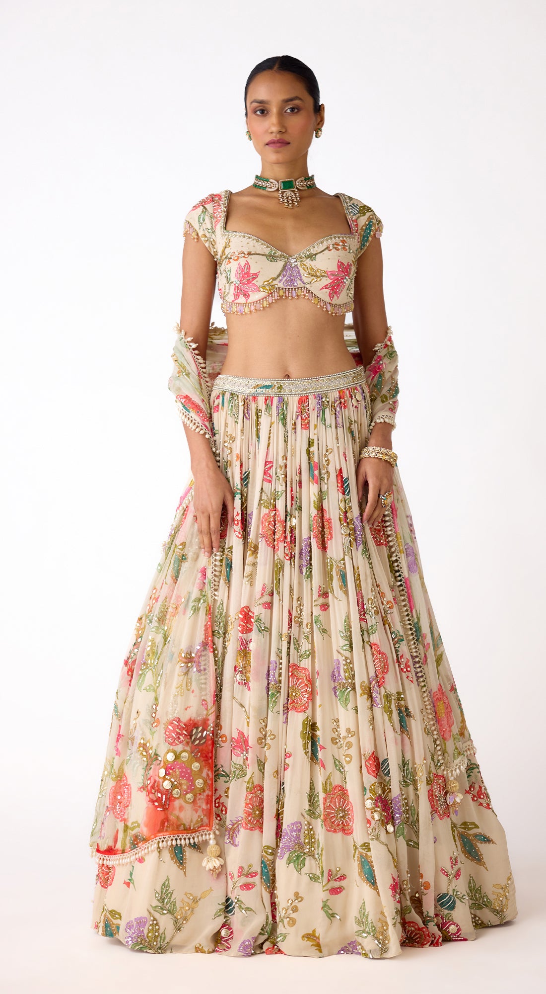 The Bloom Ivory Lehenga Set
