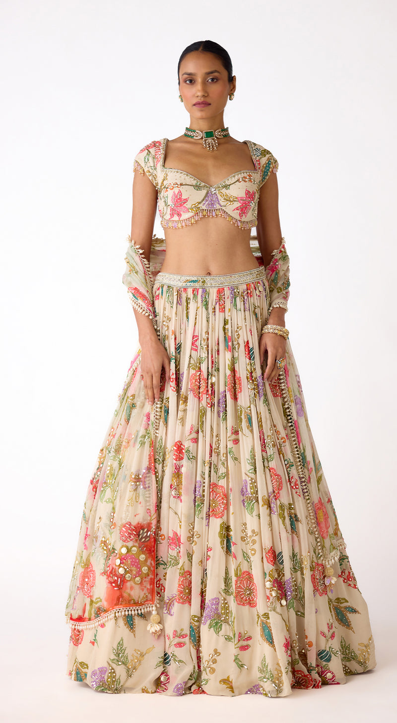 The Bloom Ivory Lehenga Set