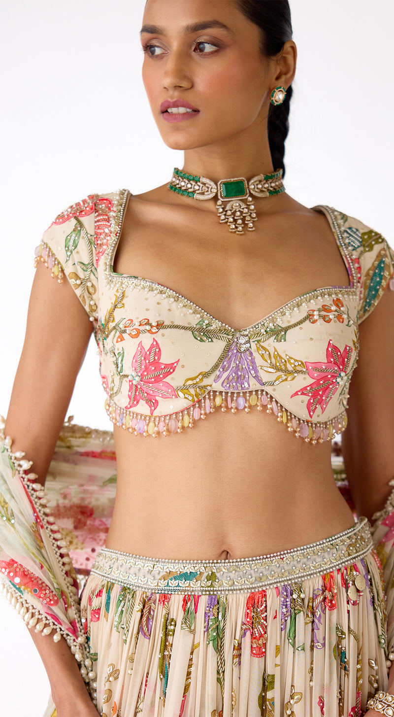 The Bloom Ivory Lehenga Set