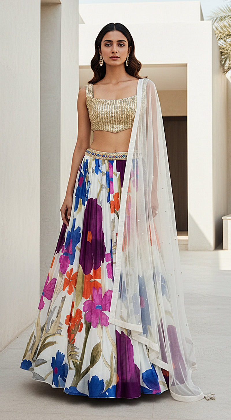 Ivory Lumina Garden Lehenga Set