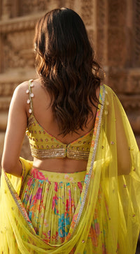 Lime Crepe Embroidered Lehenga Set