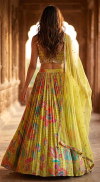 Lime Crepe Embroidered Lehenga Set