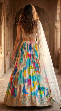 Multi Georgette Embroidered Lehenga Set