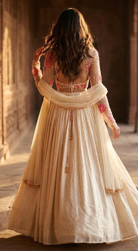 Ivory Georgette Embroidered Lehenga Set