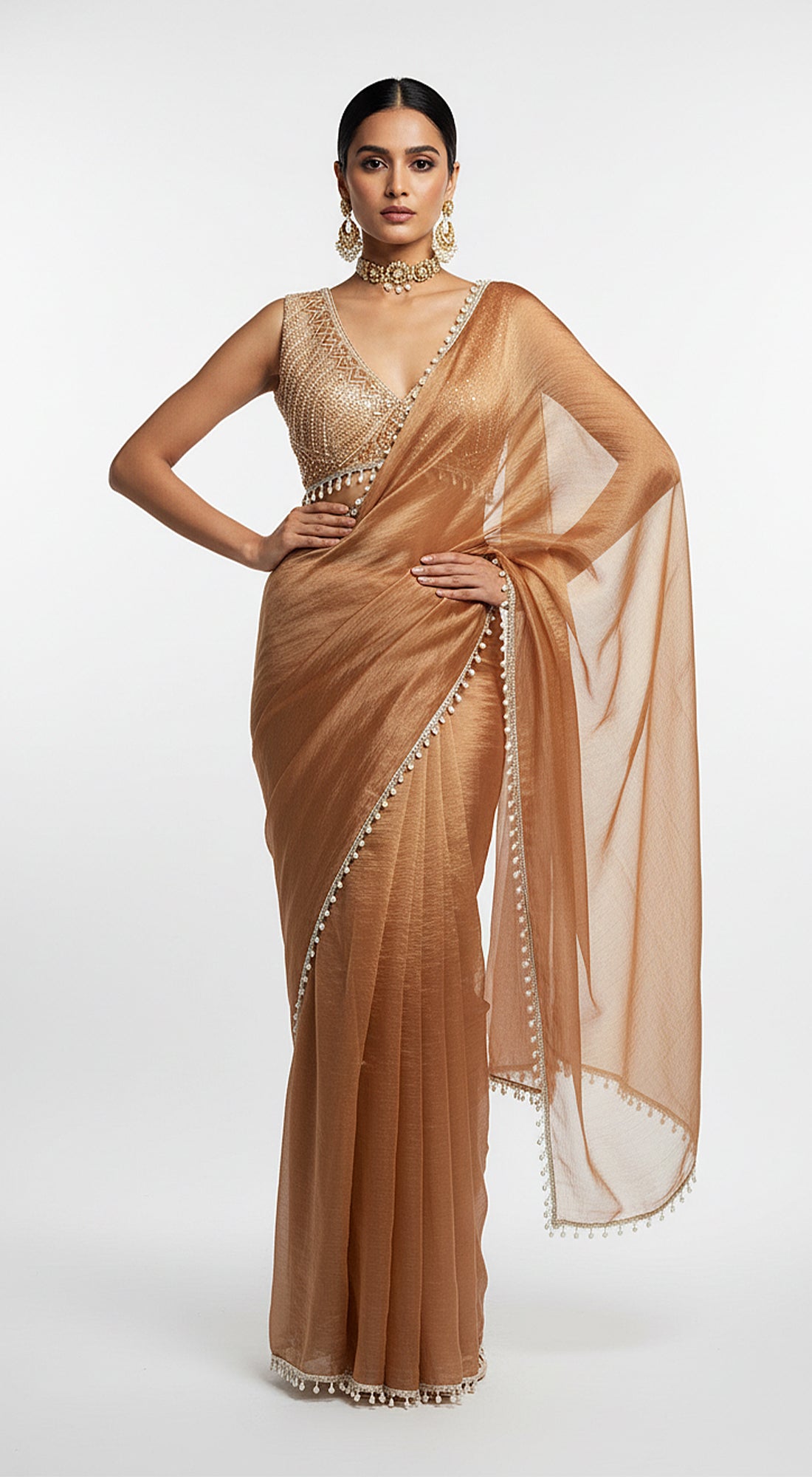 Honey Symphony Embroidered Saree Set