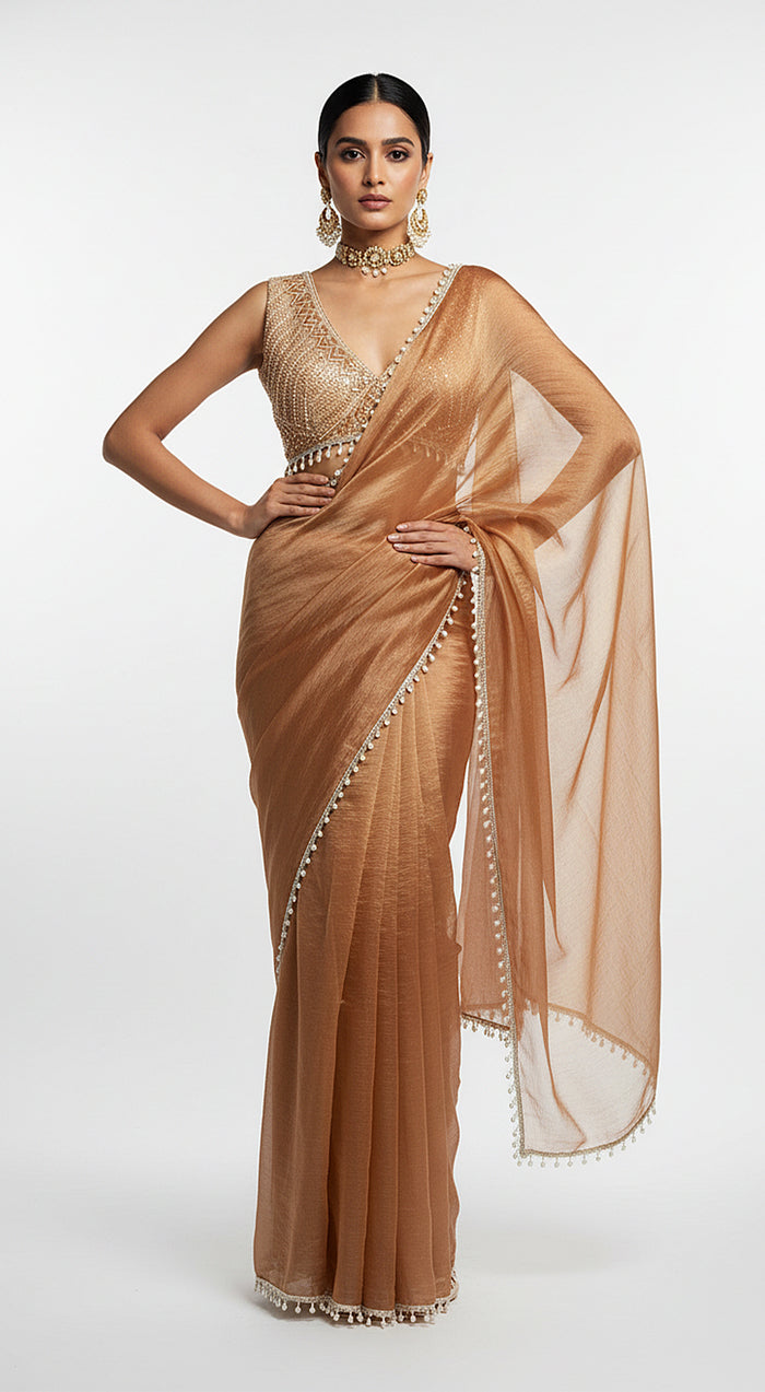 Honey Symphony Embroidered Saree Set