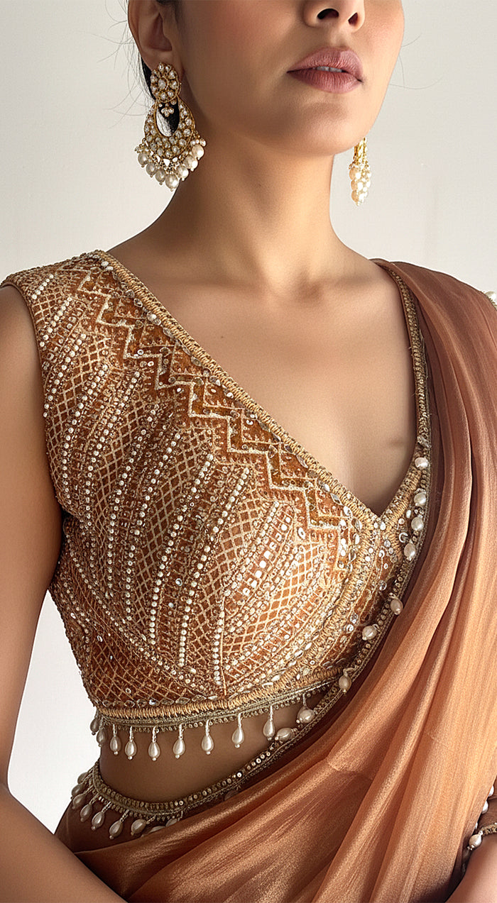 Honey Symphony Embroidered Saree Set