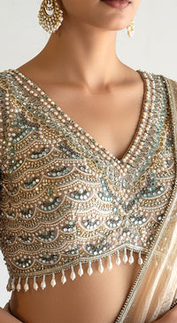 Opaline Aura Embroidered Saree Set