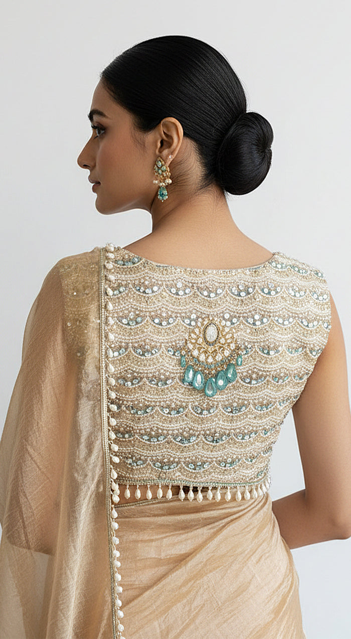 Opaline Aura Embroidered Saree Set