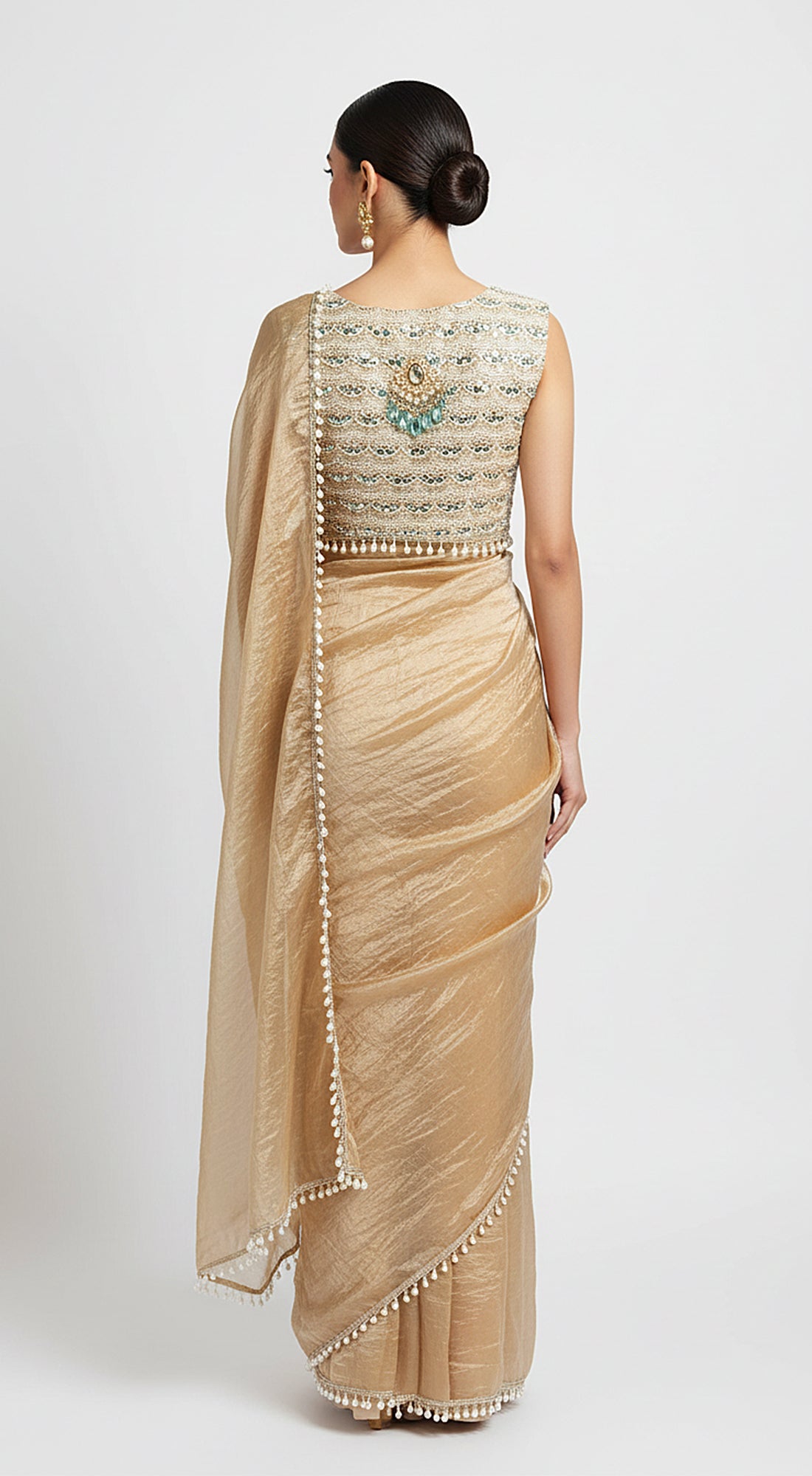 Opaline Aura Embroidered Saree Set