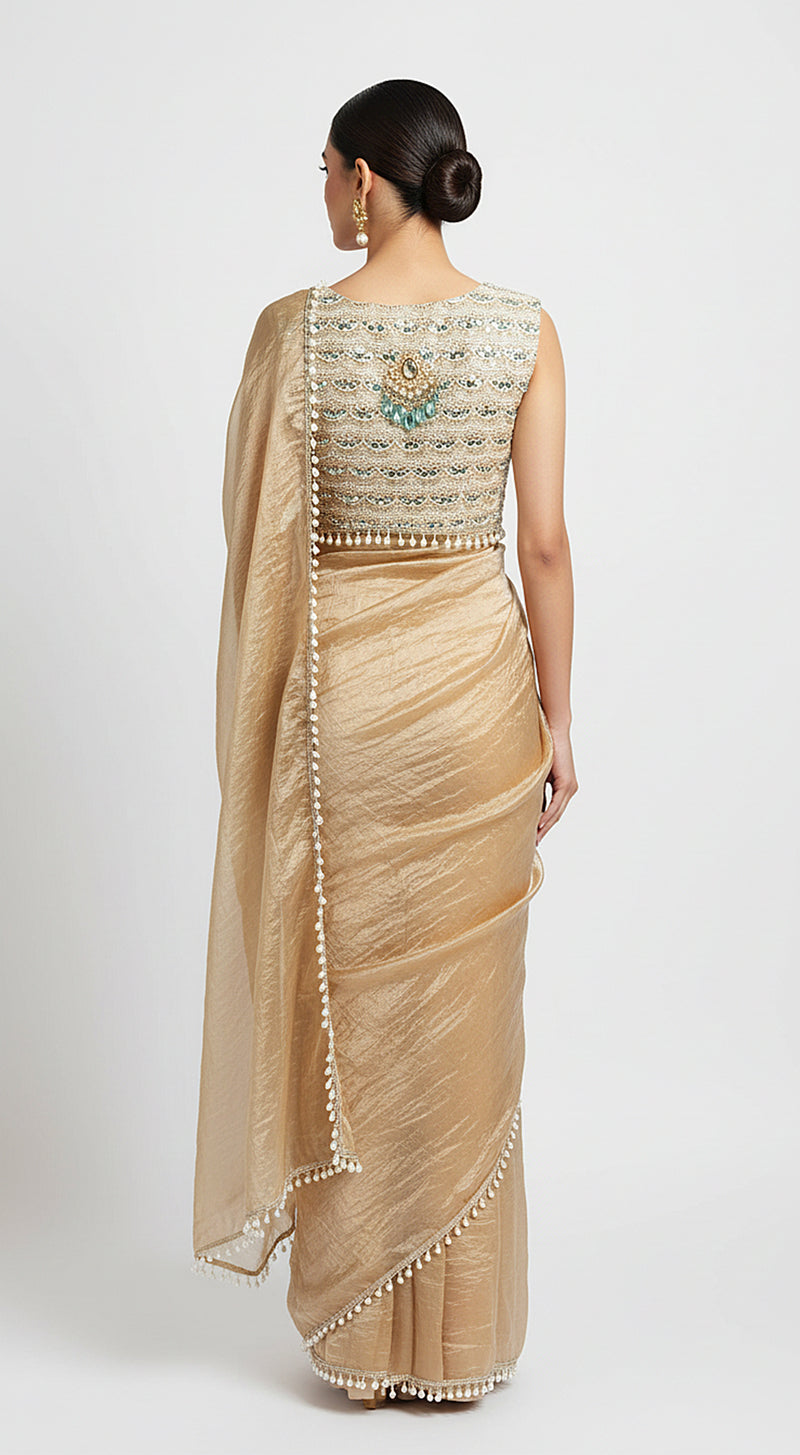 Opaline Aura Embroidered Saree Set