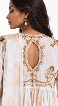 IVORY FLORAL PEPLUM DRAPED SAREE - BRO-570-IVORY - image 3