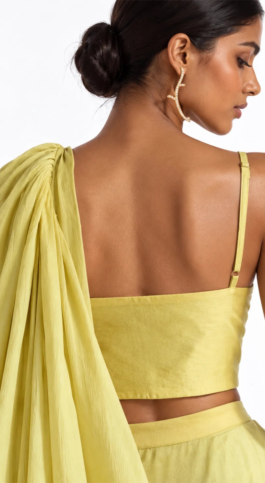 PISTA CHINON EMBROIDERED DRAPED RUFFLE SAREE - BRO-898-PISTA - image 3