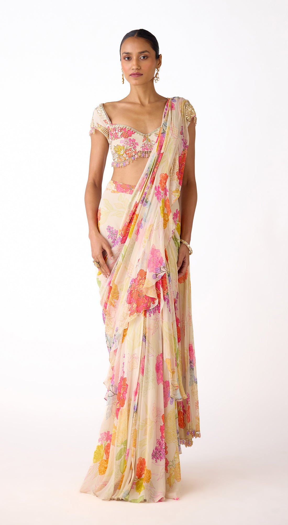 The Garden Ivory Draped Saree