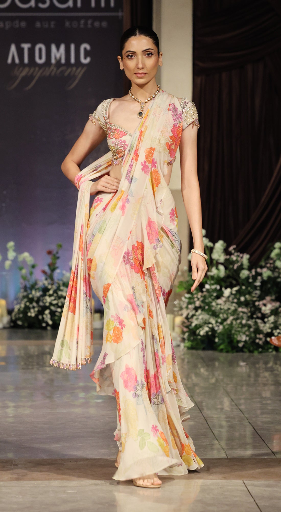 The Garden Ivory Draped Saree