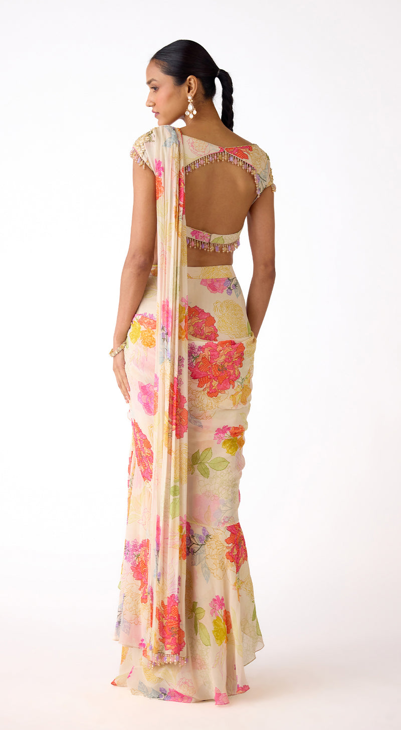 The Garden Ivory Draped Saree