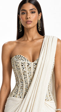THE IMPERIAL DRAPE CORSET SAREE - BRR-4624-IVORY - image 2