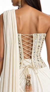 THE IMPERIAL DRAPE CORSET SAREE - BRR-4624-IVORY - image 3