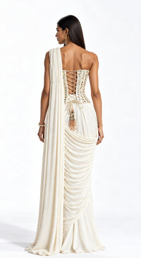 THE IMPERIAL DRAPE CORSET SAREE - BRR-4624-IVORY - image 4