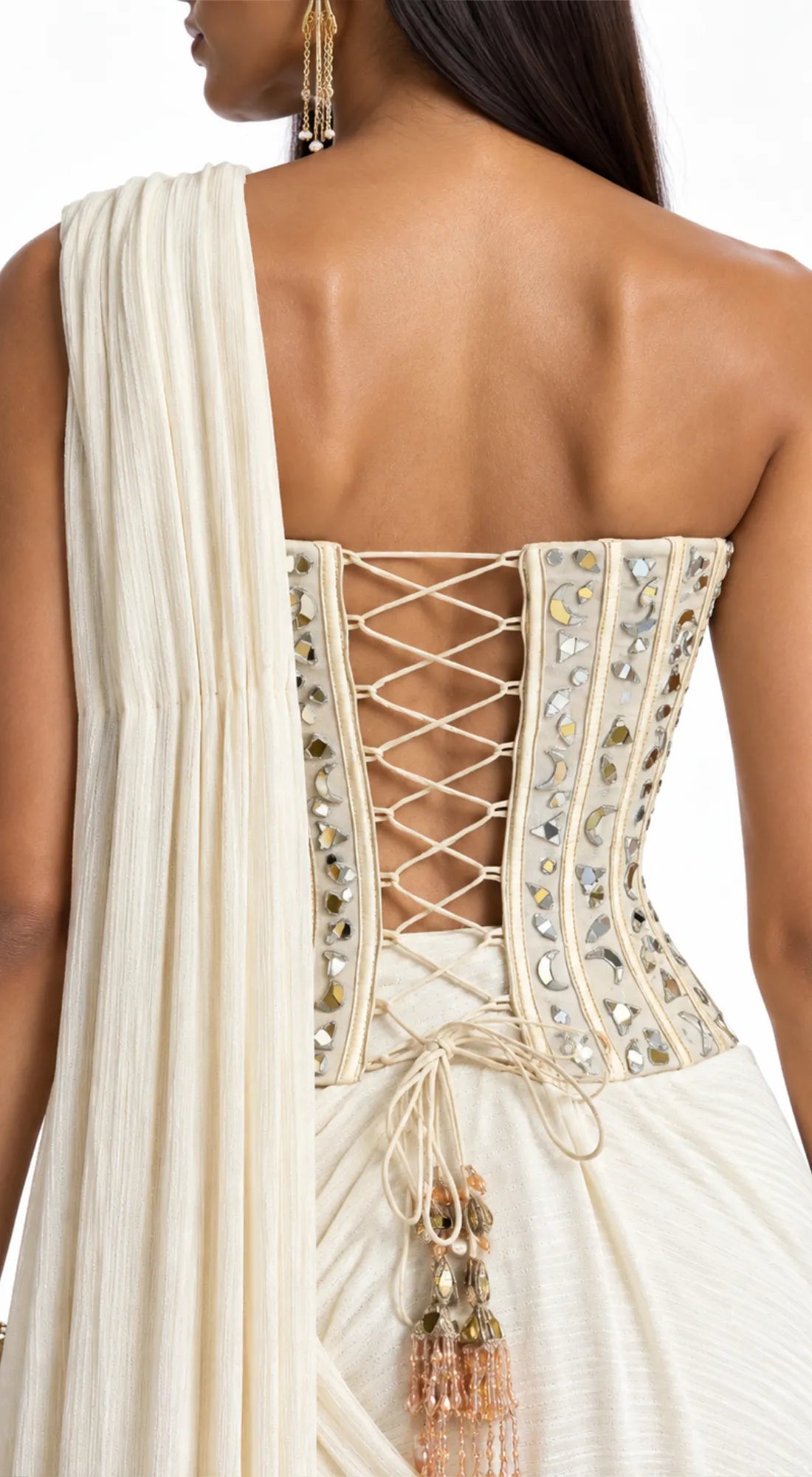 THE IMPERIAL DRAPE CORSET SAREE - BRR-4624-IVORY - image 3