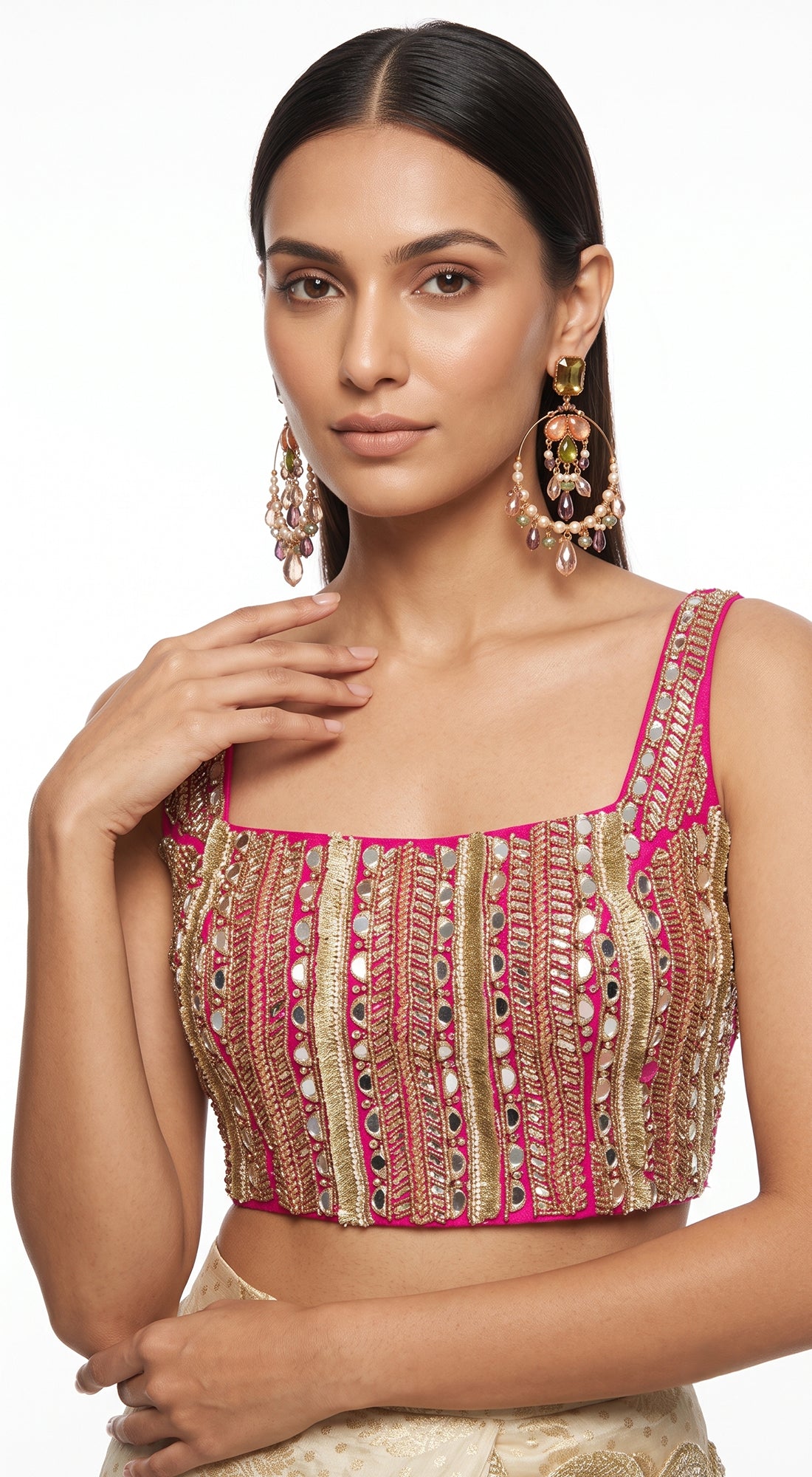 IVORY SCALLOPED EMBROIDERED DRAPED SAREE - BRR-4851-IVORY - image 2