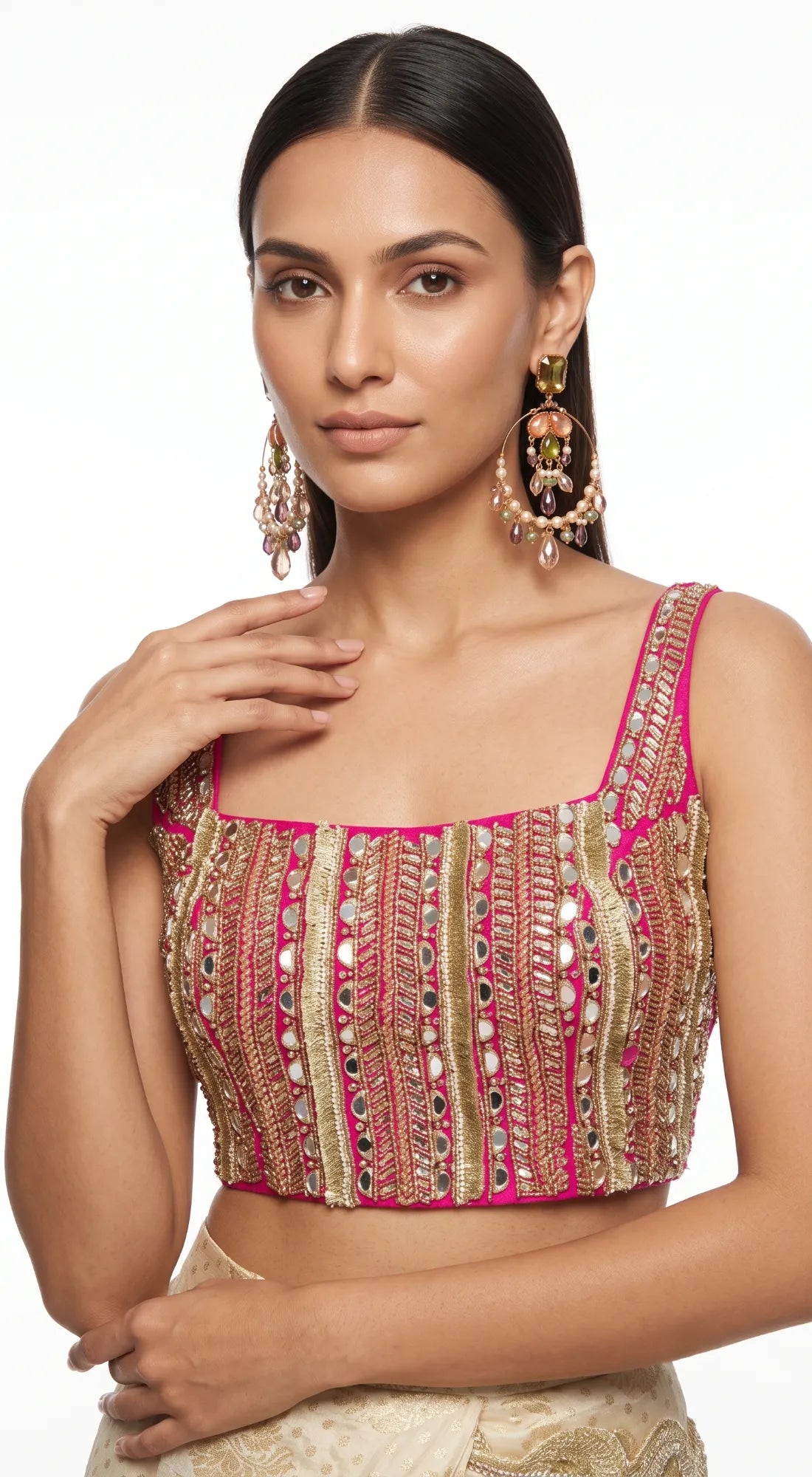 IVORY SCALLOPED EMBROIDERED DRAPED SAREE - BRR-4851-IVORY - image 2