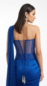 ROYAL BLUE EMBROIDERED DRAPED SAREE - BRR-5010-NAVY-BLUE - image 3