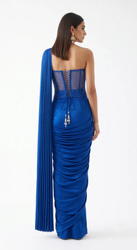 ROYAL BLUE EMBROIDERED DRAPED SAREE - BRR-5010-NAVY-BLUE - image 4