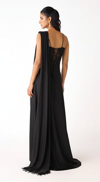 Black Chantley Net Draped Saree